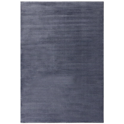 Kuza Plain Stripe Soft Silky Velvety Modern Rug in Navy Blue