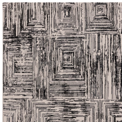 Kuza Portrait Rug – Grey–  Elegant Textured High-Low Pile Carpet