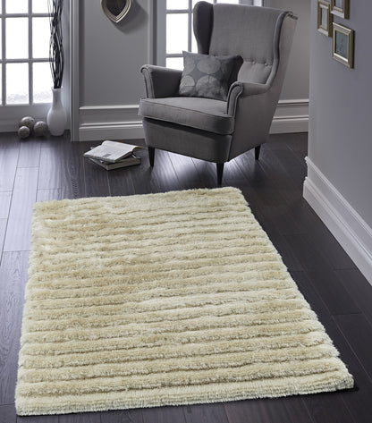 Origins Carved Glamour Natural Shaggy Rug