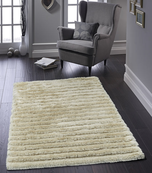 Origins Carved Glamour Natural Shaggy Rug