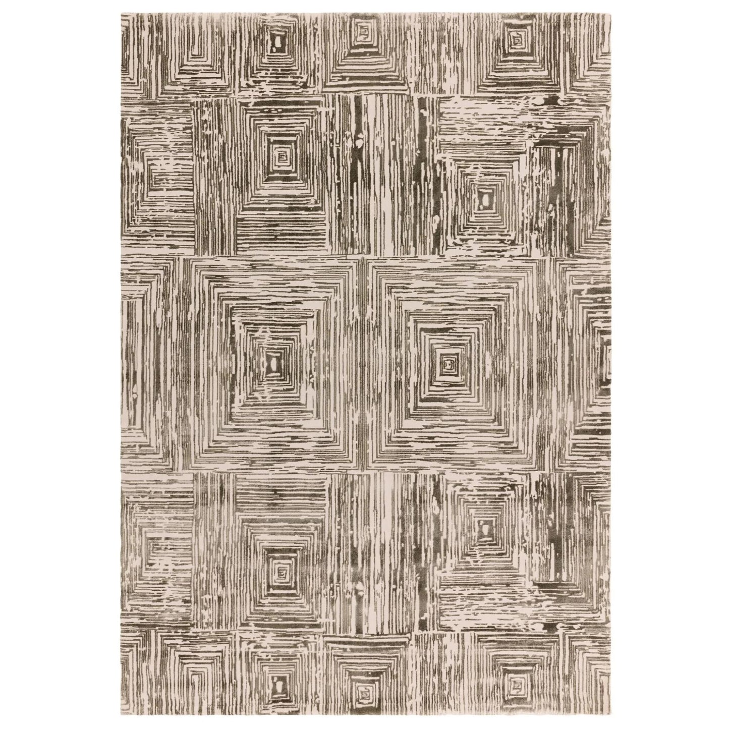 Kuza Portrait Rug – Khaki –  Elegant Textured High-Low Pile Carpet