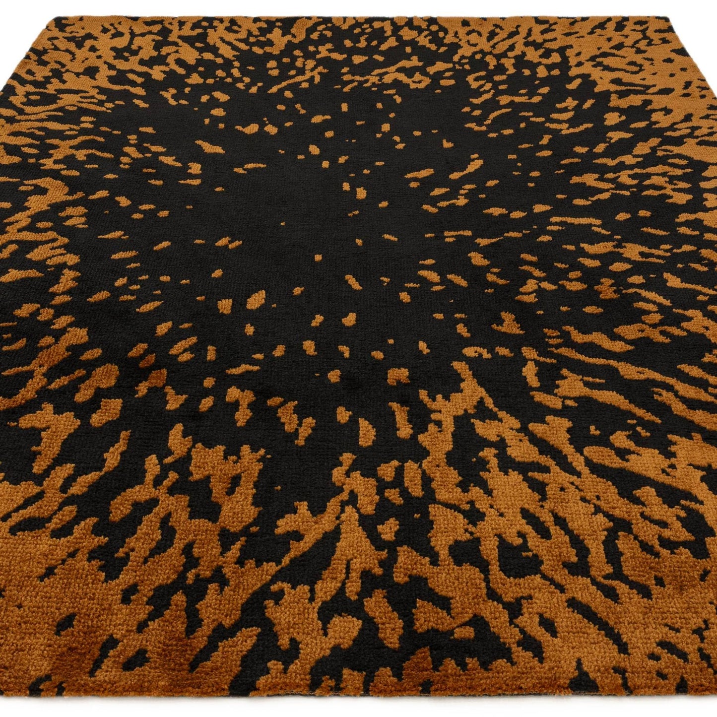 Wilder Splash Charcoal Orange Animal Inspired Rug – Modern Soft Textured Polyester Carpet