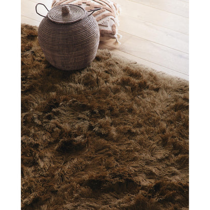 High Pile Shaggy Rug for Living Room Bedroom Modern Glamour Silky Shag Carpet – Mocha Brown