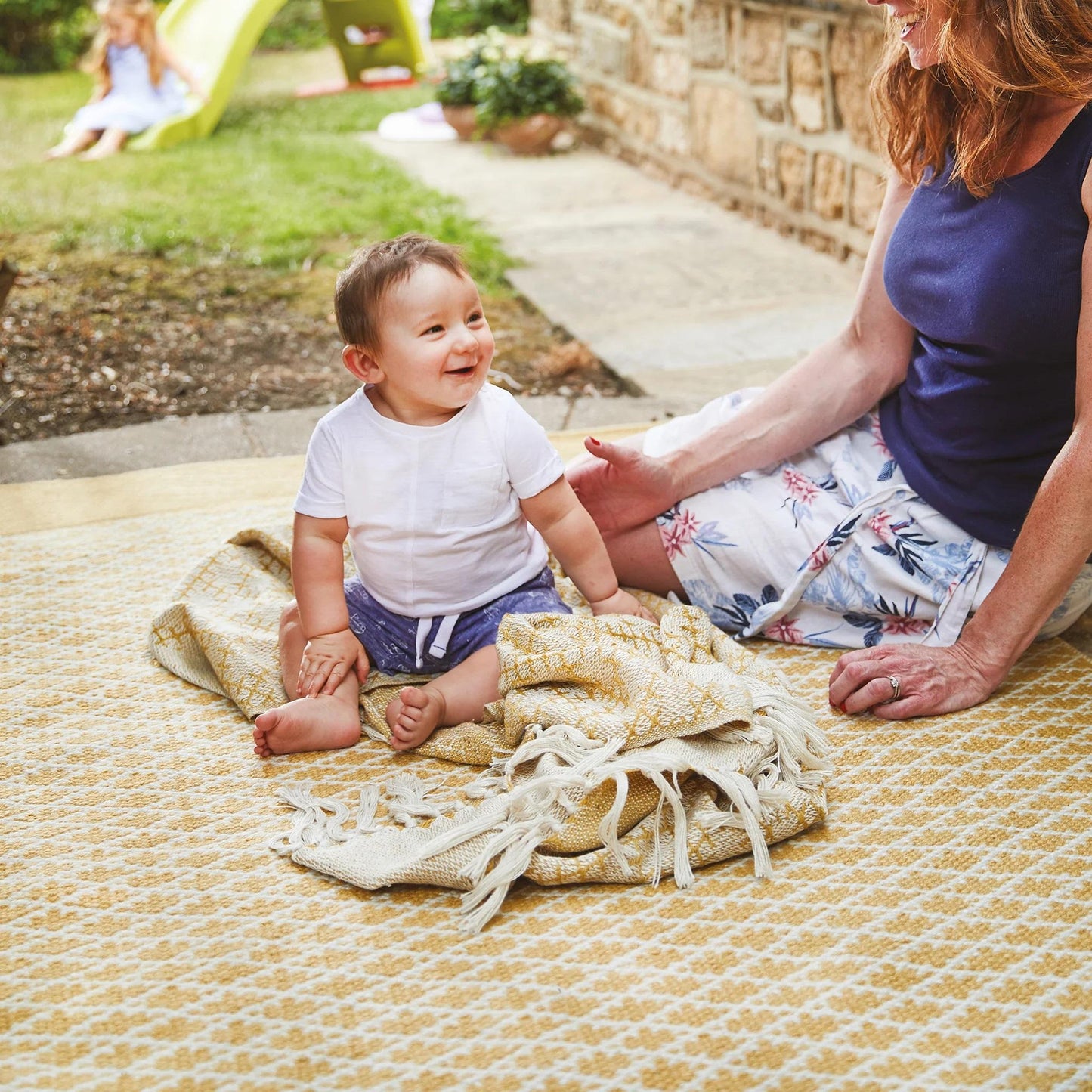 Hug Rug Woven Trellis Washable Indoor Outdoor Rug Gold
