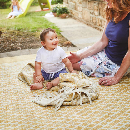 Hug Rug Woven Trellis Washable Indoor Outdoor Rug Gold
