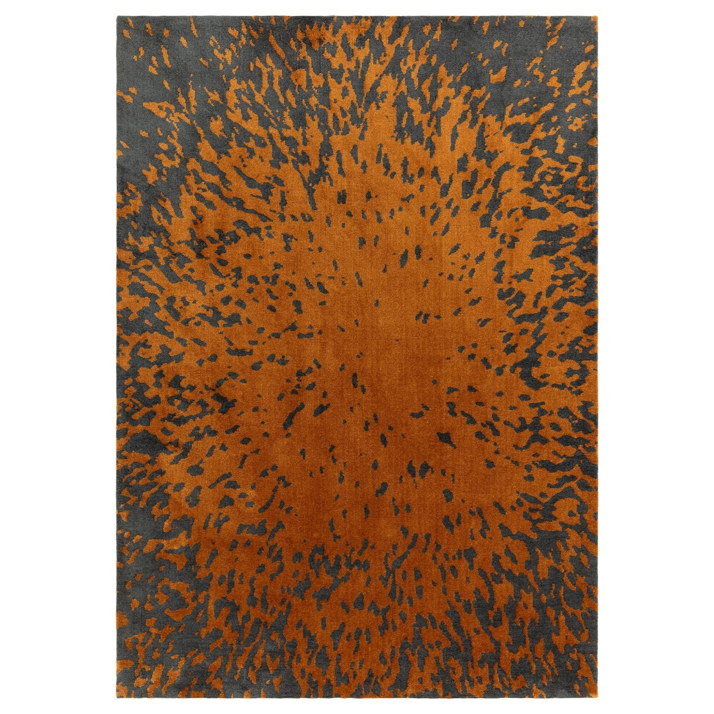 Wilder Splash Spice Orange Animal Inspired Rug – Modern Soft Textured Polyester Carpet for Living Room, Bedroom, and Office