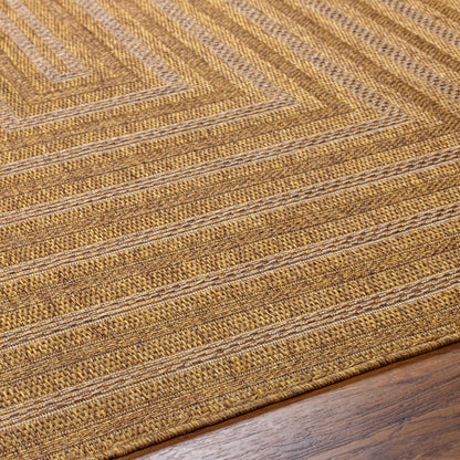 Pismo Beach PMB2305 Modern Geometric Brown Bordered Indoor & Outdoor Flatweave Rug