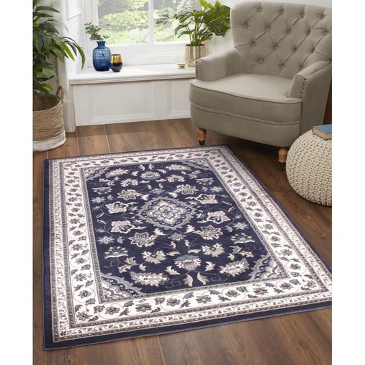 Sherborne Navy Rug Traditional Classic Oriental Bedroom Living Room Rug