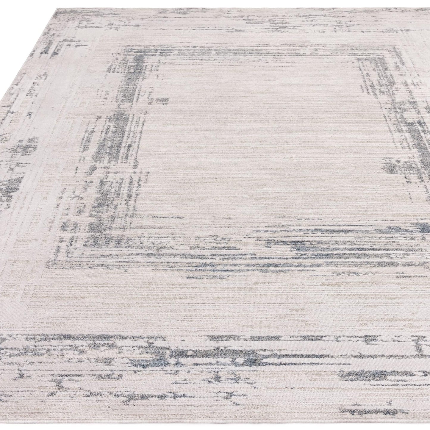 Anders AN07 Boho Charm Abstract Border Shimmer Rug in Blue Natural