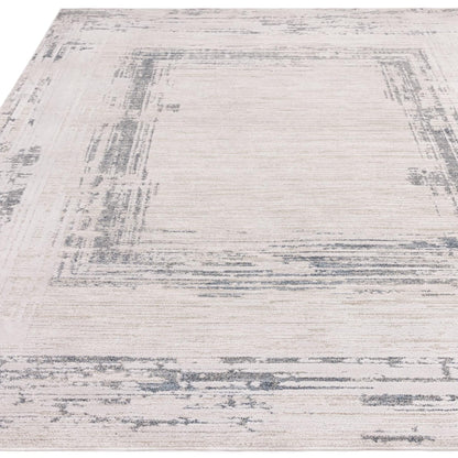 Anders AN07 Boho Charm Abstract Border Shimmer Rug in Blue Natural