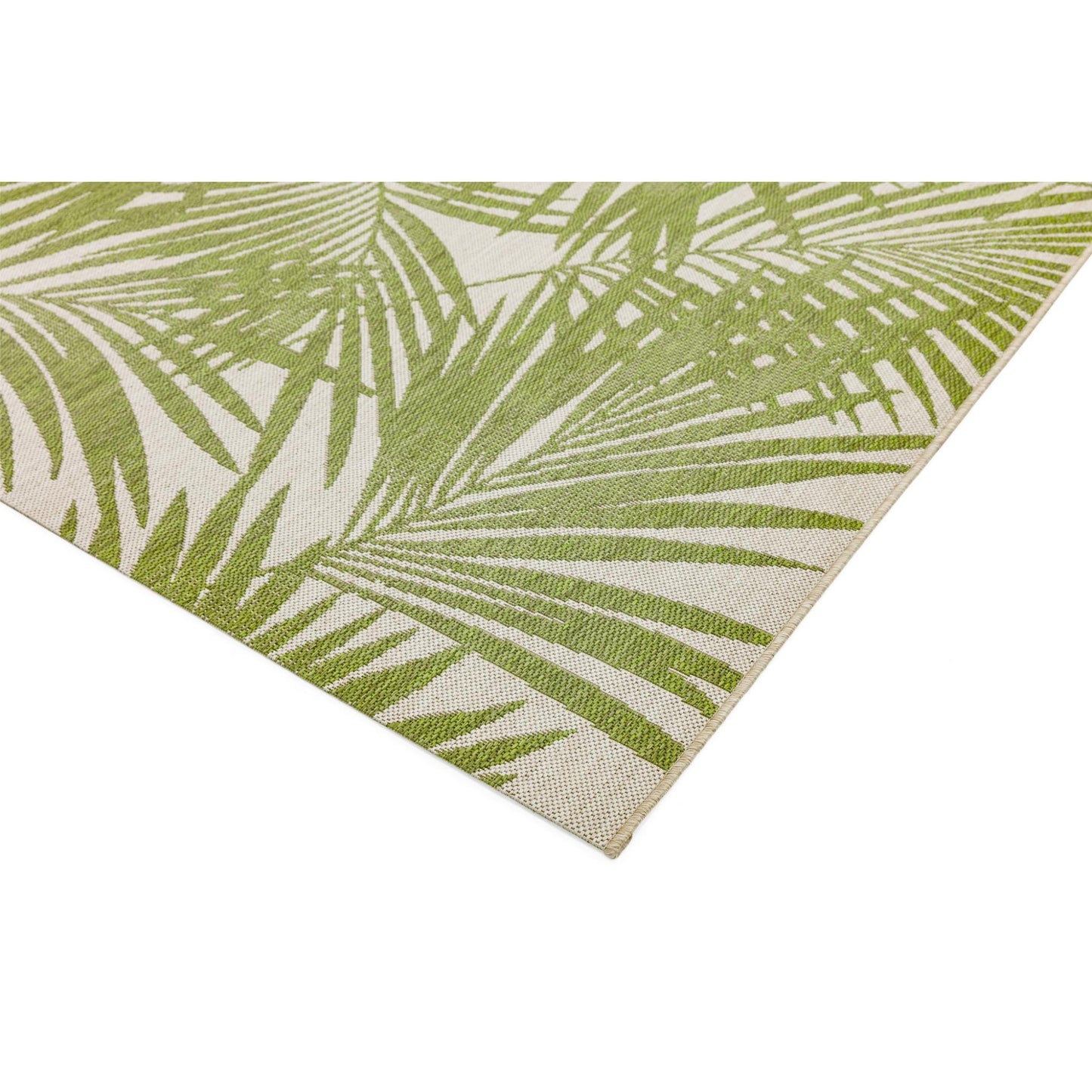 Patio Palm Botanical Leaf Green & Pink Indoor & Outdoor Hallway Runner Rug
