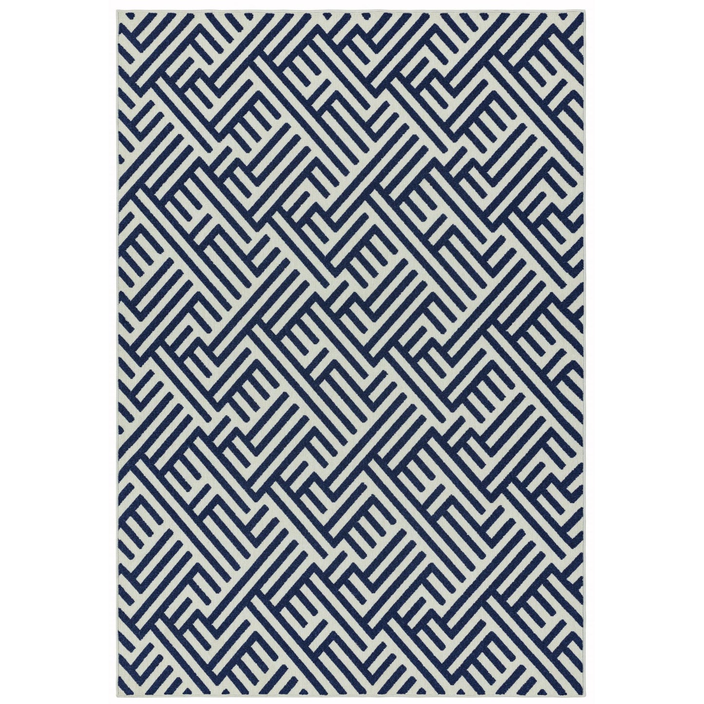 Antibes AN04 Contemporary Blue & White Linear Indoor-Outdoor Rug – Premium Geometric Flatweave