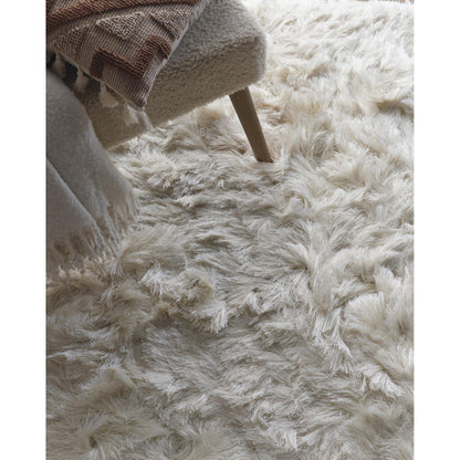 High Pile Shaggy Rug for Living Room Bedroom Modern Glamour Silky Shag Carpet – Ivory