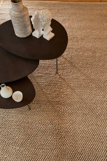 La Playa Hand Woven Pebble Wool Rug in Natural