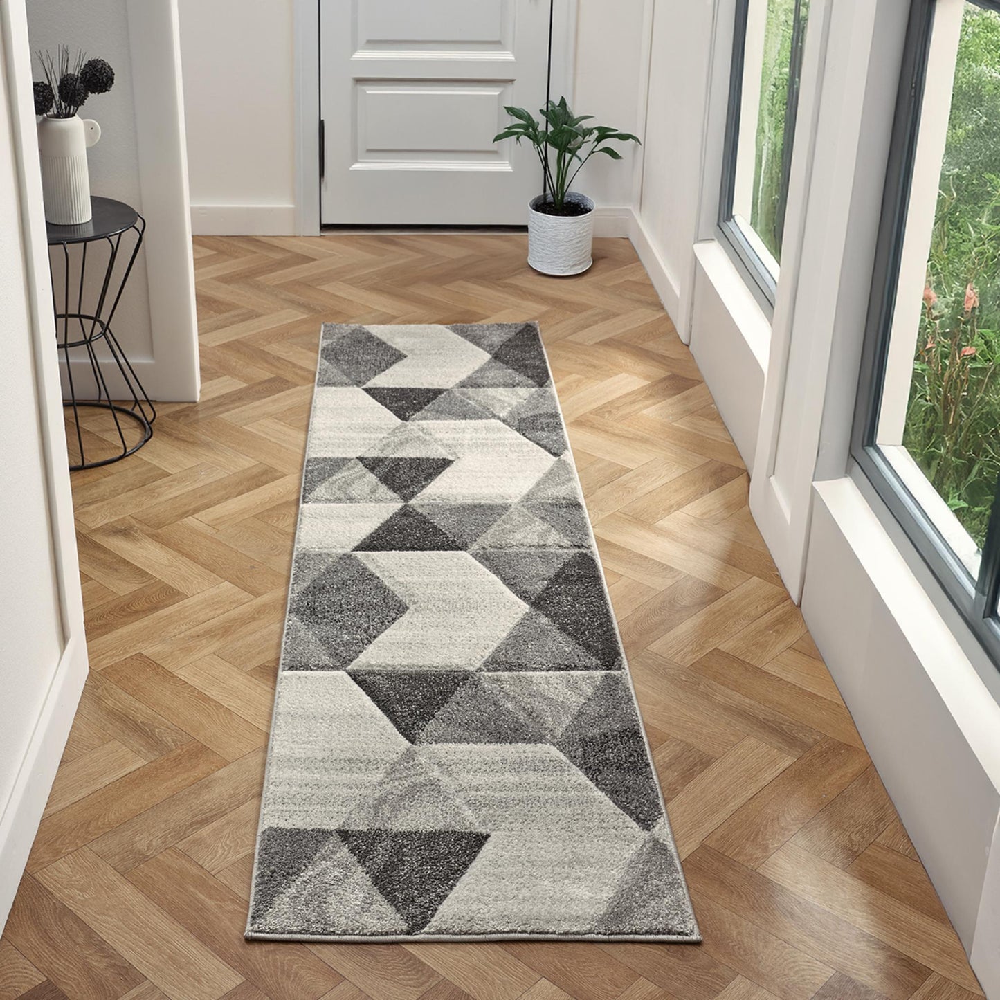 Orbit Boreal Geometric 3D Carved Grey Rug – Modern Soft Textured Polyester Carpet for Living Room, Bedroom, and Hallway