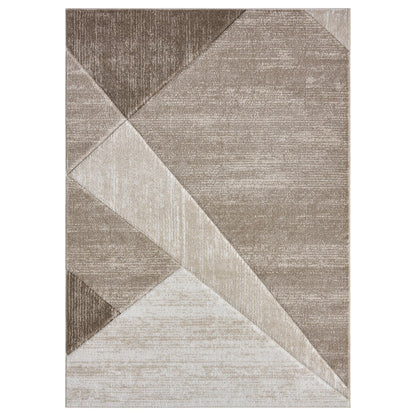Orbit Tundra Geometric 3D Carved Beige Rug – Modern Soft Textured Polyester Carpet for Living Room, Bedroom, and Hallway