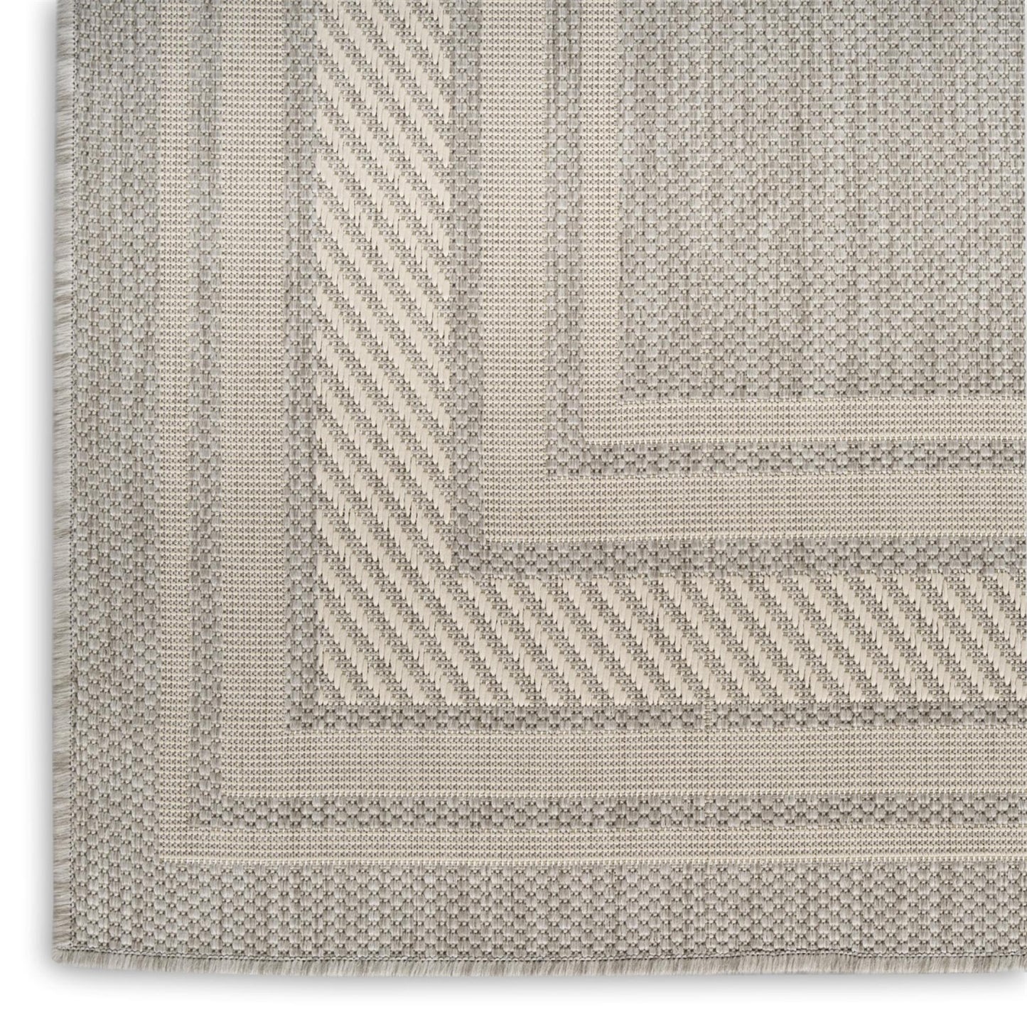 Horizon HOZ03 Modern Bordered Light Grey Indoor & Outdoor Flatweave Rug