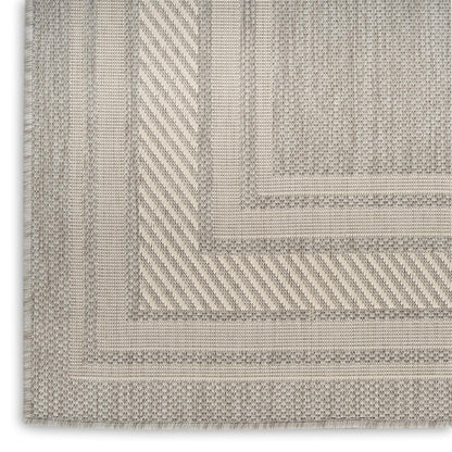 Horizon HOZ03 Modern Bordered Light Grey Indoor & Outdoor Flatweave Rug