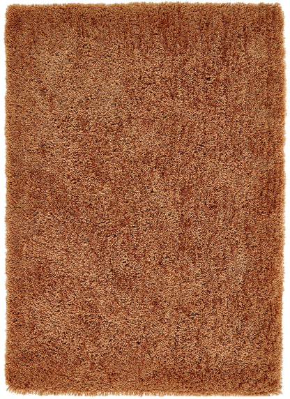 Chicago Shaggy Modern Plain Rug Hallway Runner in Rust Orange