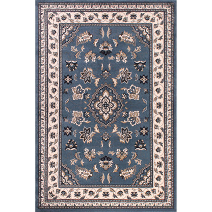 Sherborne Blauer Teppich, traditioneller klassischer orientalischer Schlafzimmer-/Wohnzimmerteppich 