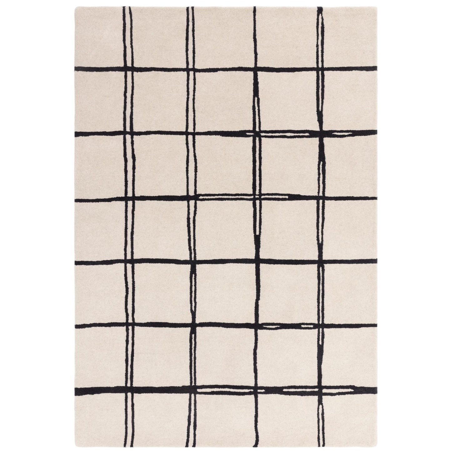 Albany Grid Monochrome Geometric Hand Tufted Wool Rug