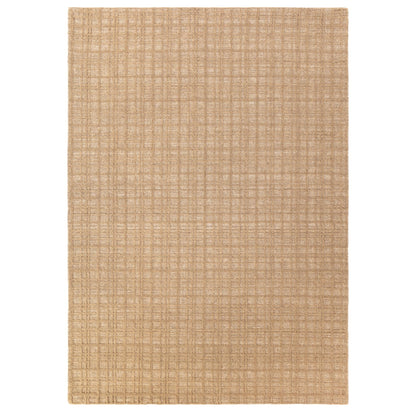 Thatch Honey Beige Handwoven Wool Rug – Neutral Checked Pattern in Undyed Wool Blend