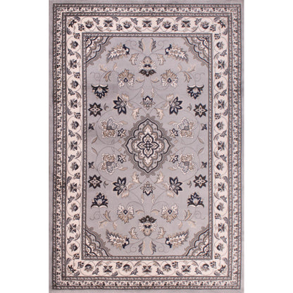Sherborne Grauer Teppich, traditioneller klassischer orientalischer Schlafzimmer-/Wohnzimmerteppich 