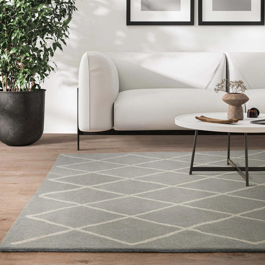 Albany Diamond Silver – Bold Geometric Intrigue and Natural Wool Luxury