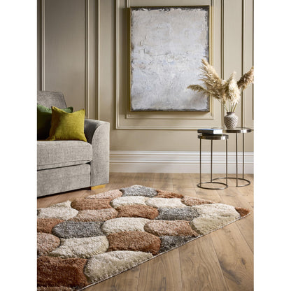 3D-Zottelteppich mit Muschelmuster für Wohnzimmer und Schlafzimmer, weich, seidig, flauschig, dicker Flor, Terrakotta