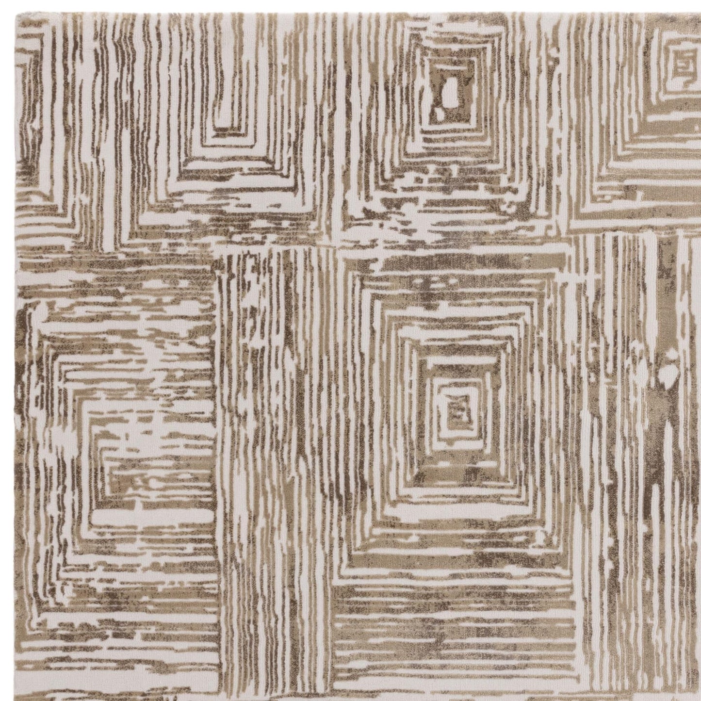 Kuza Portrait Rug – Beige –  Elegant Textured High-Low Pile Carpet