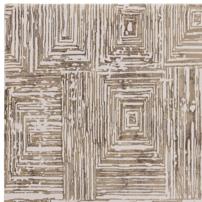 Kuza Portrait Rug – Beige –  Elegant Textured High-Low Pile Carpet