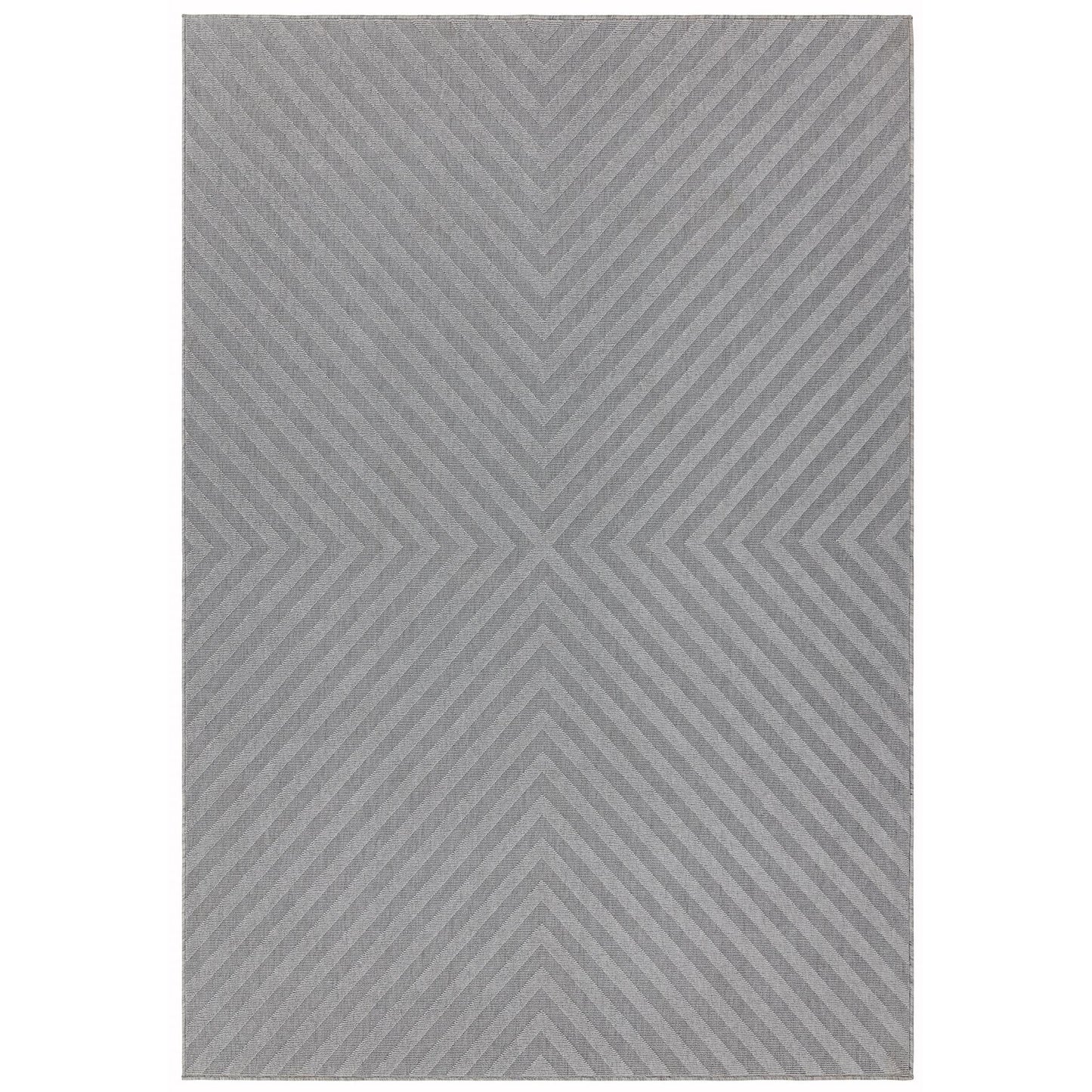 Antibes AN07 Geometric Arrow Light Grey Indoor & Outdoor Flatweave Rug