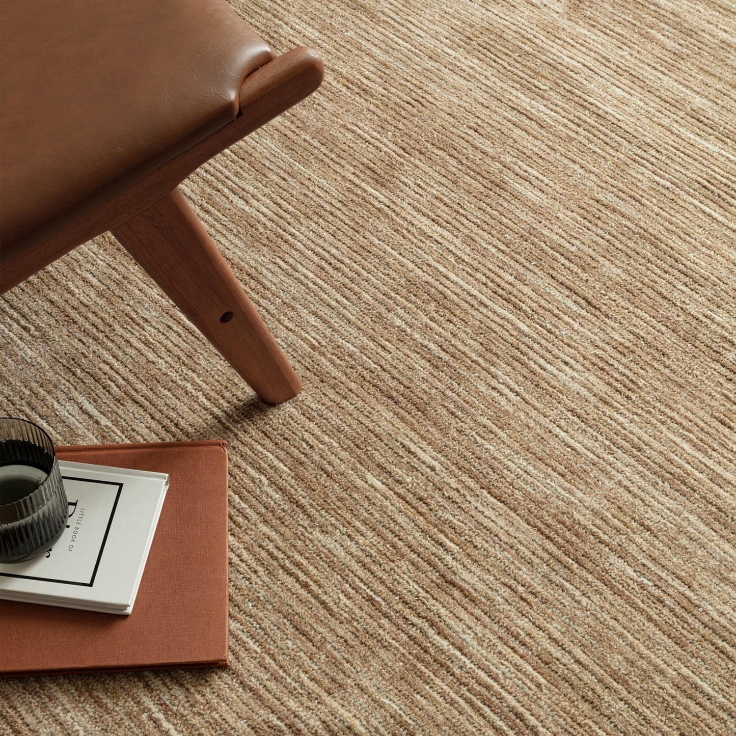 Hazy Honey Beige Natural Handwoven Rug – Soft Wool Blend Textured Striped Carpet for Modern Interiors
