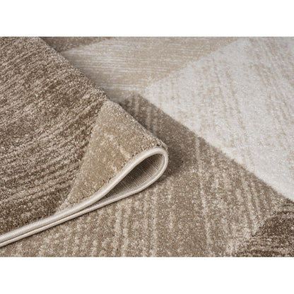 Orbit Tundra Geometric 3D Carved Beige Rug – Modern Soft Textured Polyester Carpet for Living Room, Bedroom, and Hallway