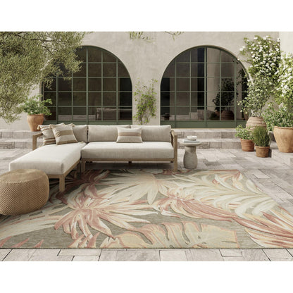 Aloha ALH43 Tropical Floral Ivory Sage Green Indoor & Outdoor Area Rug