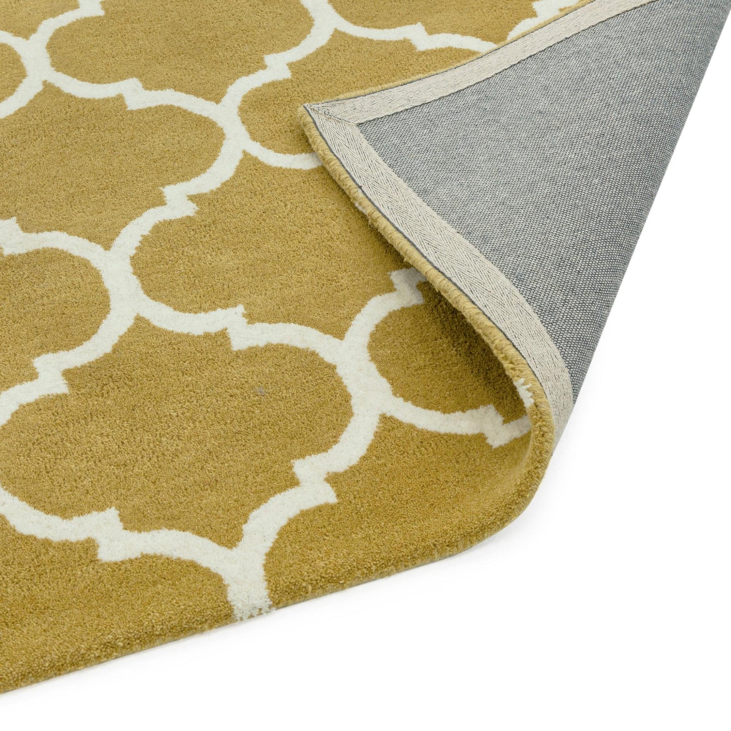 Albany Ogee Ochre Moroccan Trellis Hand Tufted Wool Rug