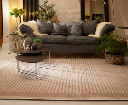 Belgrade Striped Border Natural Rug by Origins