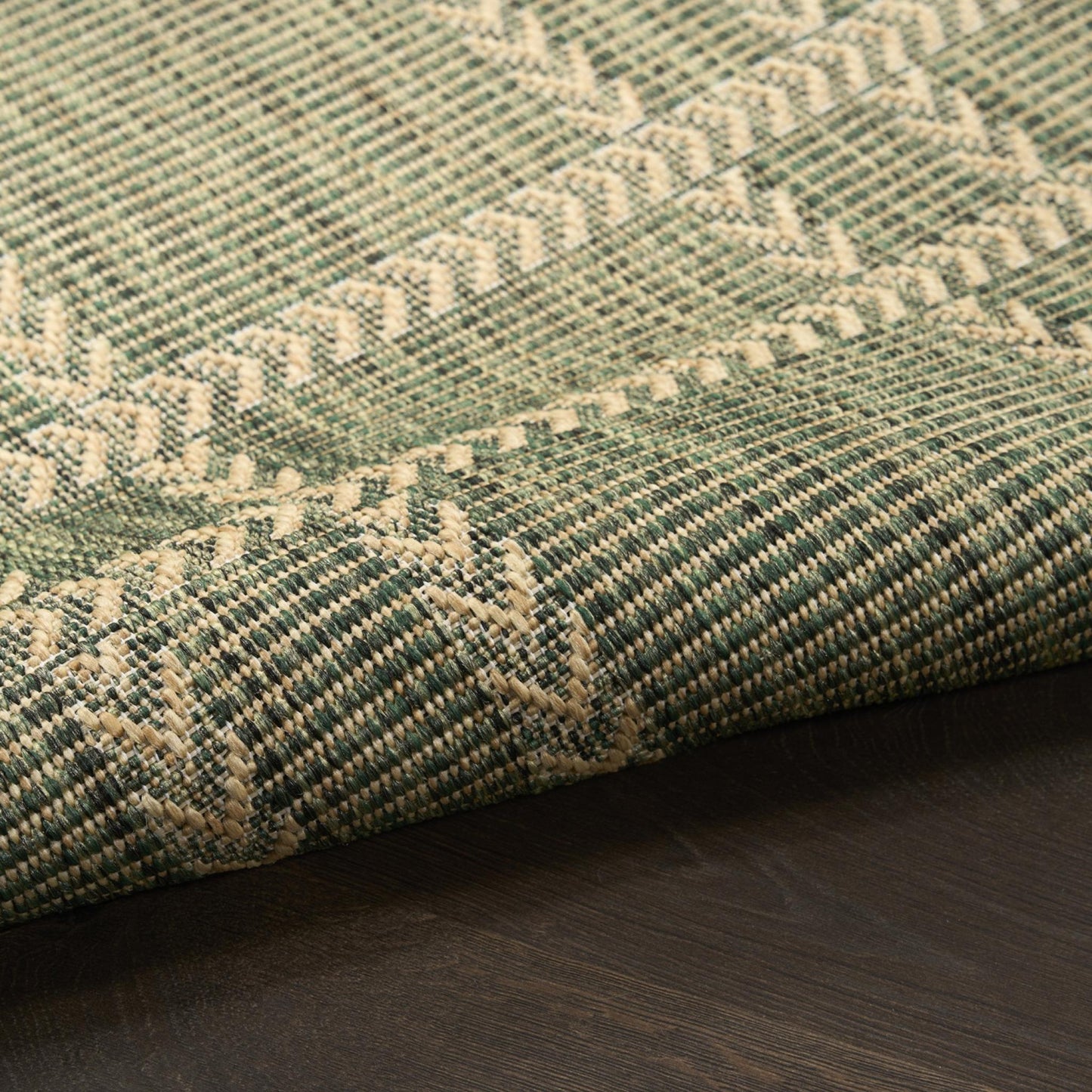 Horizon Grid HOZ04 Modern Geometric Patio Green Indoor & Outdoor Flatweave Rug