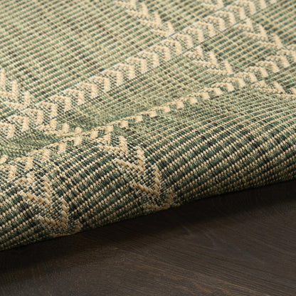 Horizon Grid HOZ04 Modern Geometric Patio Green Indoor & Outdoor Flatweave Rug