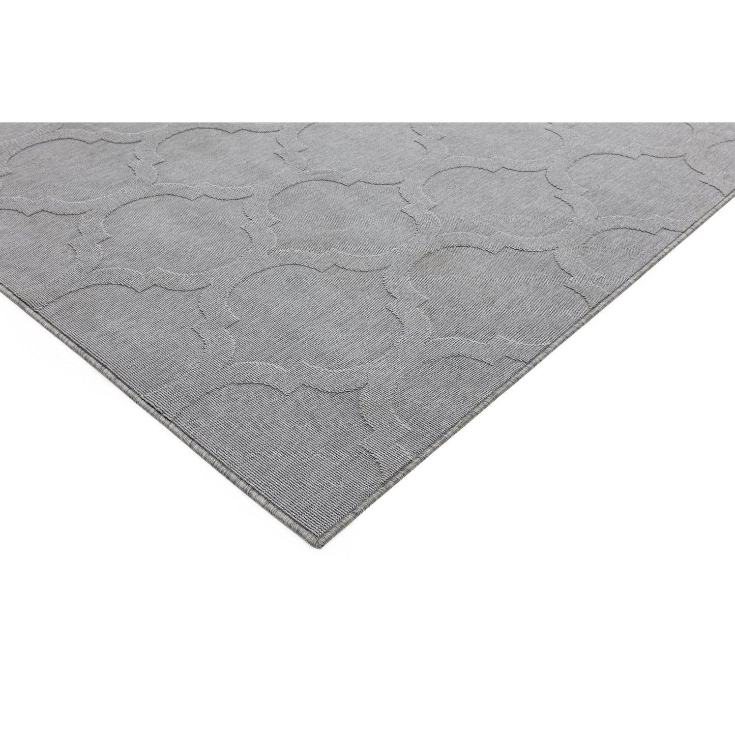 Antibes AN01 Contemporary Grey Trellis Indoor-Outdoor Rug – Durable Geometric Flatweave