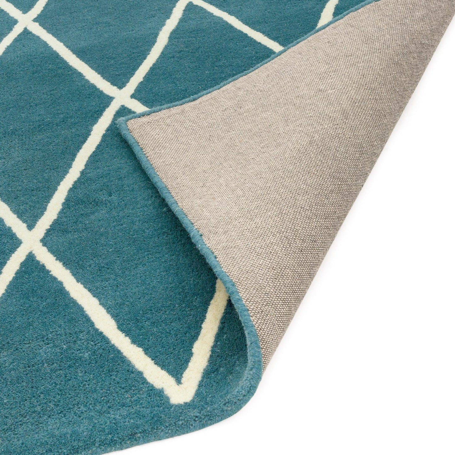 Albany Diamond Silver Teal – Bold Geometric Intrigue and Natural Wool Luxury