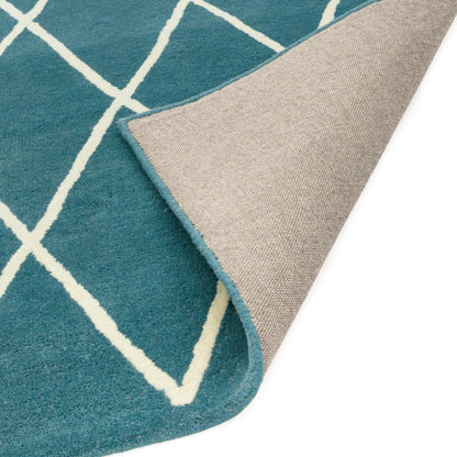 Albany Diamond Silver Teal – Bold Geometric Intrigue and Natural Wool Luxury