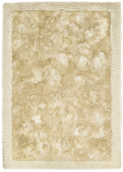 Origins Shimmer Silky Shaggy Hand Tufted Carpet Border Modern Soft Fluffy Shag Rug in Champagne Beige
