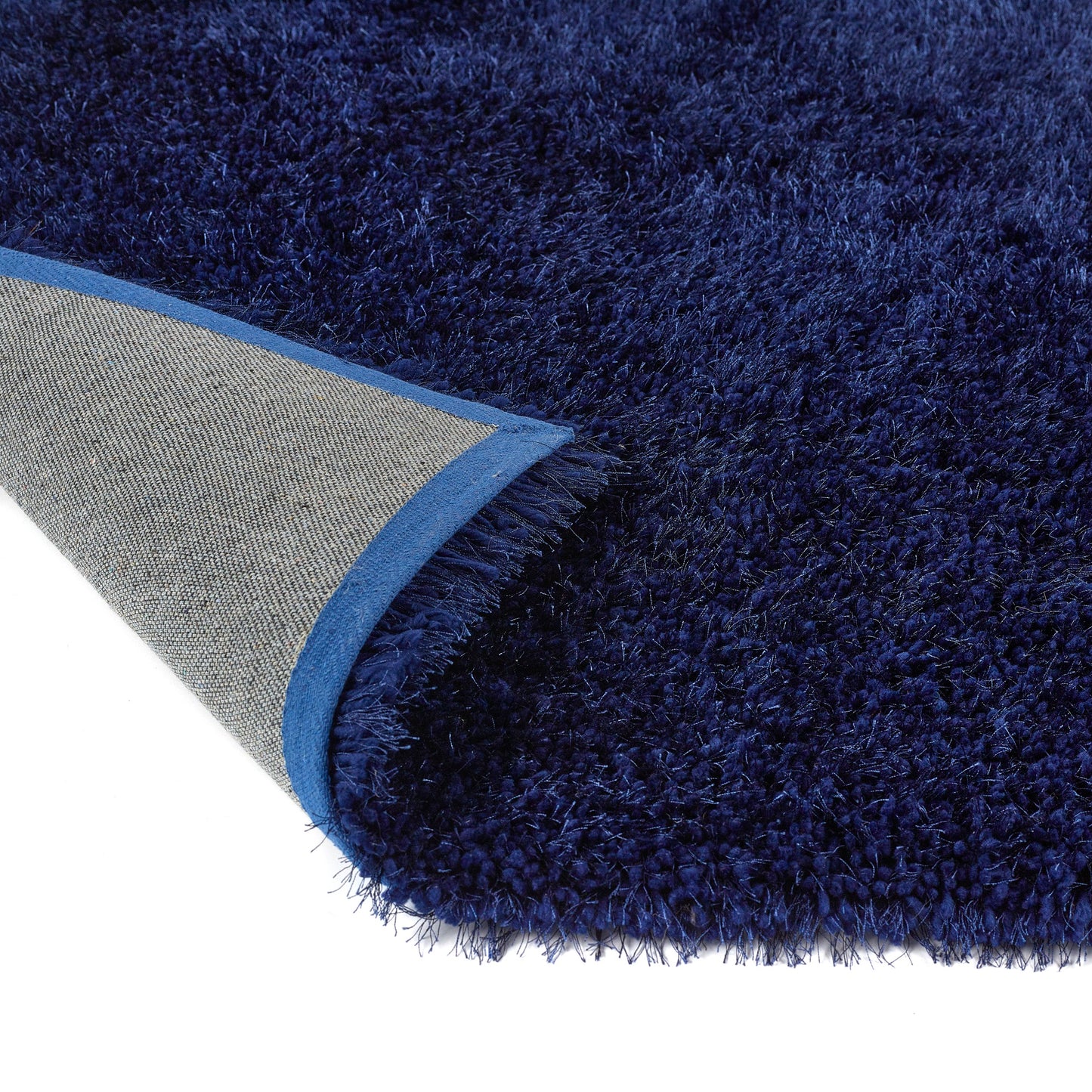 Chicago Shaggy Modern Plain Rug Hallway Runner in Indigo Blue