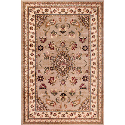 Sherborne Beige Teppich Traditioneller Klassischer Orientalischer Schlafzimmer-Wohnzimmerteppich 