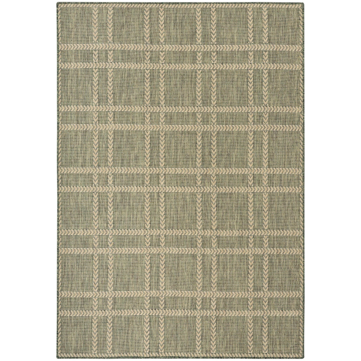 Horizon Grid HOZ04 Modern Geometric Patio Green Indoor & Outdoor Flatweave Rug