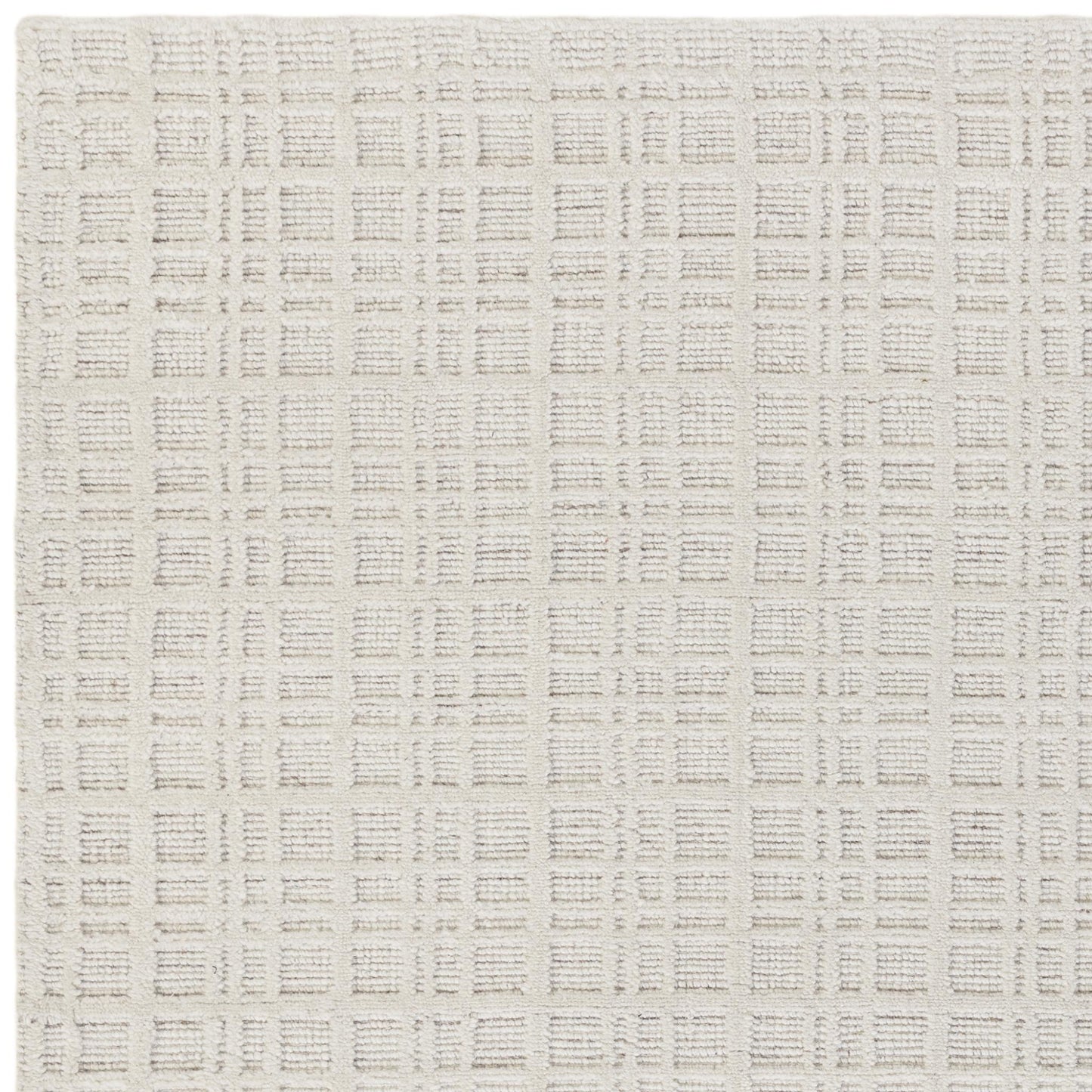 Thatch Cream Handwoven Wool Rug – Neutral Checked Pattern in Undyed Wool Blend Ecru