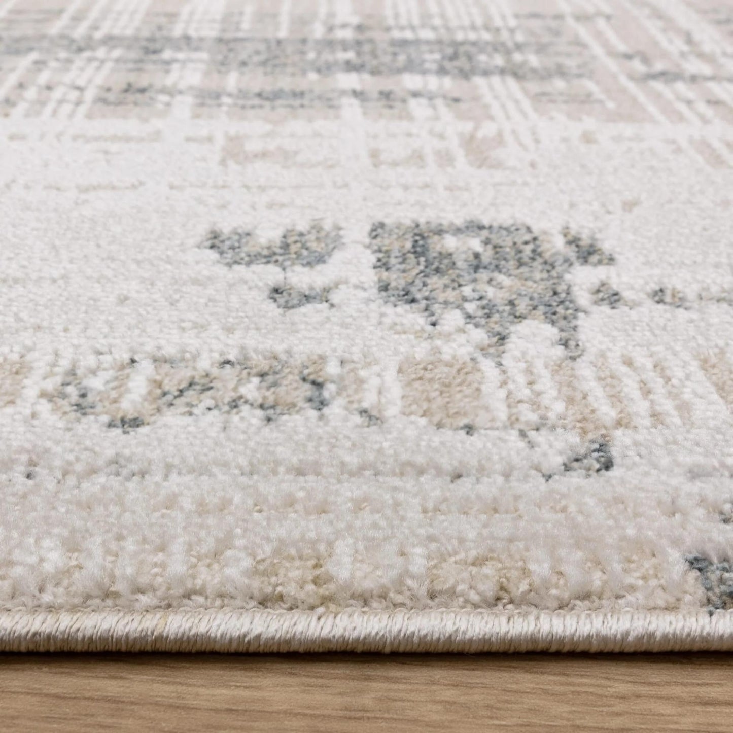 Anders AN07 Boho Charm Abstract Border Shimmer Rug in Blue Natural