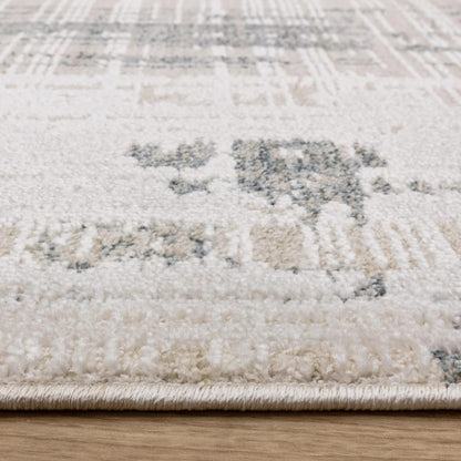 Anders AN07 Boho Charm Abstract Border Shimmer Rug in Blue Natural