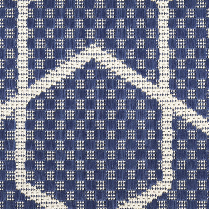 Horizon HOZ01 Modern Geometric Classic Trellis Navy Blue Indoor & Outdoor Flatweave Rug